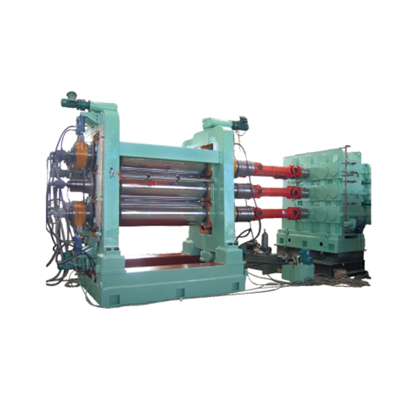 Hoog - kwaliteit Vier Machine van de Rol de Rubberkalender met PLC Controleplaat voor het Kalanderen van TextielTransportband in Fabriek